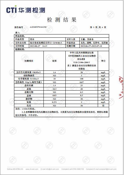 必赢亚洲废水检测汇报-2022-3