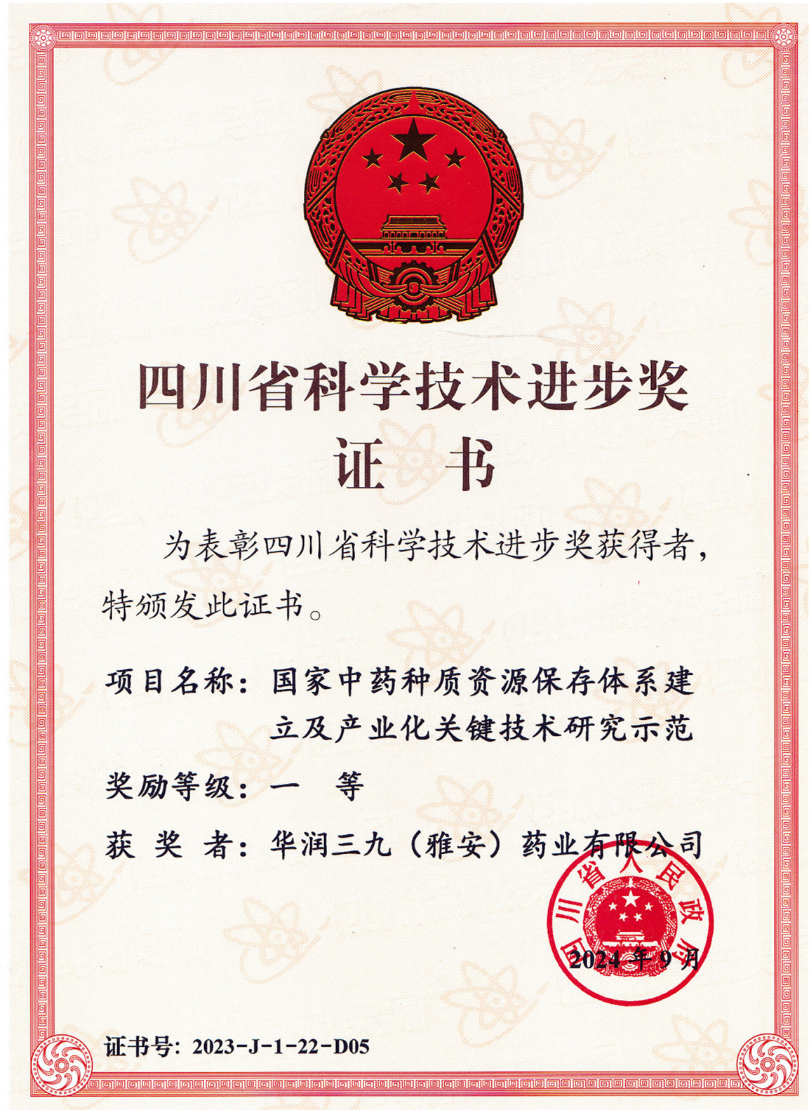 四川科技进取一等奖